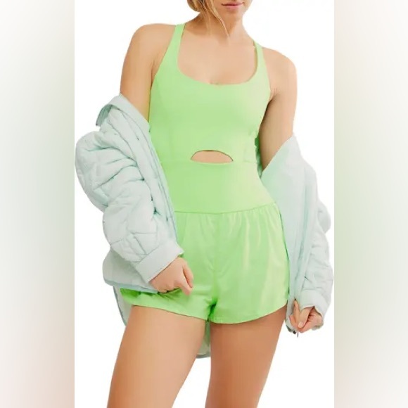 NWT Free People Movement Righteous Runsie Size L in Lime Glow - Picture 5 of 14